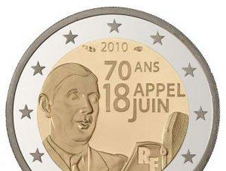 A 2 euro coin commemorating the Appeal of 18 June 1940
