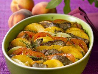 Tian of lamb with peaches