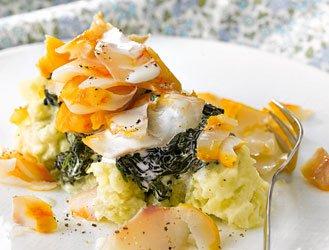 Haddock in false parmentier, creamed spinach