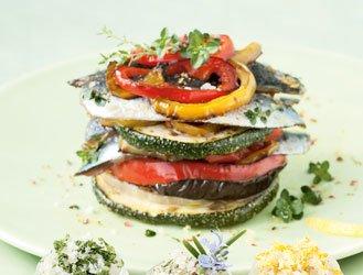 Millefeuille of sardines and vegetables