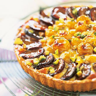 Almond tart with two plums