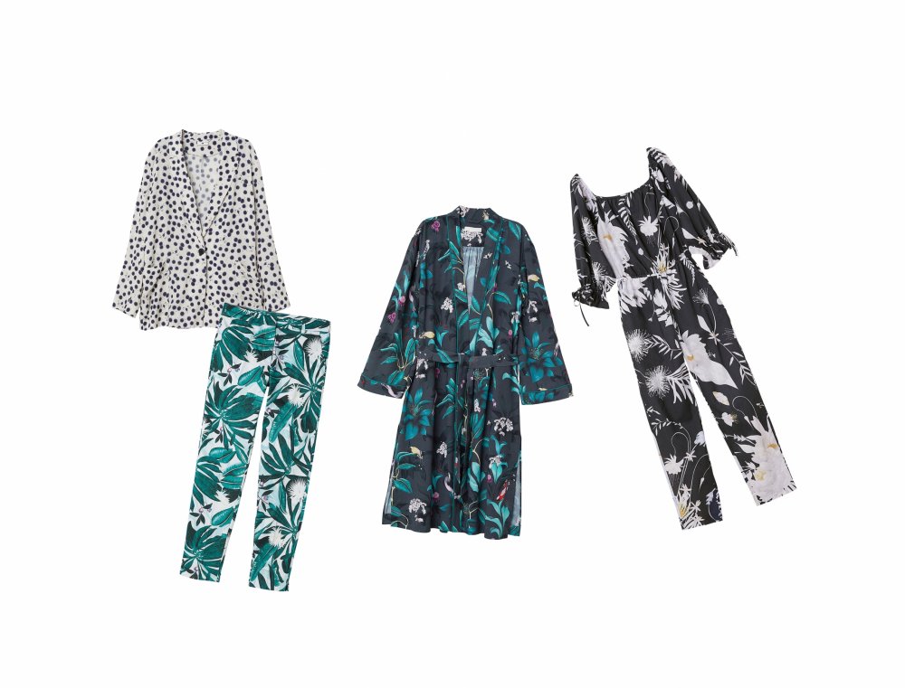 Fashion Trousers Palazzo Pants Anna Glover × H&M Anna Glover \u00d7 H&M Palazzo Pants allover print casual look 