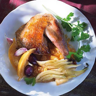 Guinea fowl with lemon and fennel