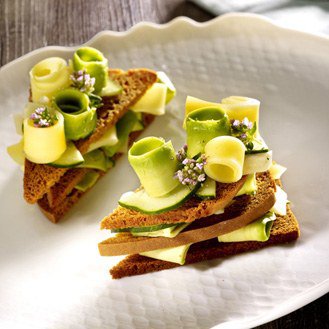 County Millefeuille with Gingerbread, Avocado and Cucumber