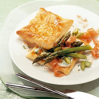 Asparagus and salmon puff pastry