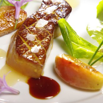 Seared foie gras with fleur de sel, Antares apples
