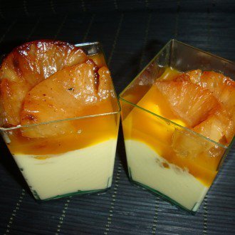 Mango cream with caramelized pineapple