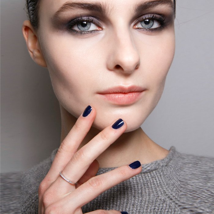 A winter manicure with blue nail polish!